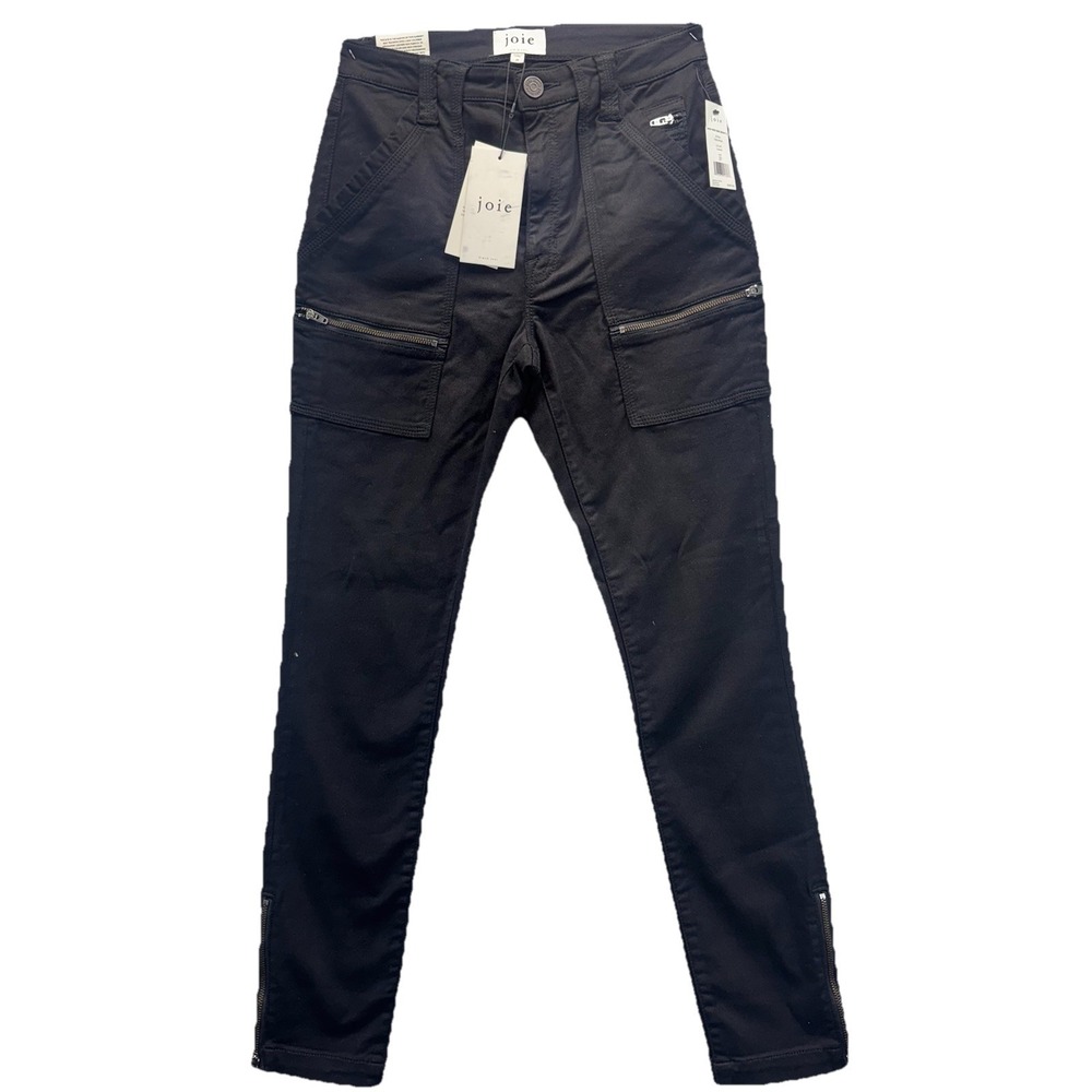 NWT Joie High Rise Park Skinny Pants Caviar Black Utility Zip MSRP $228 Size 27
